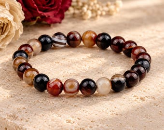 Agate Beaded Stretch Bracelet-UNISEX