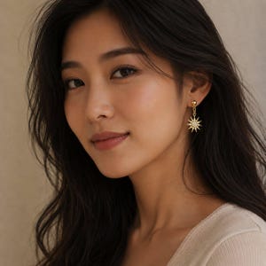 Fiery Sun Charm Drop Stud Earrings-Gold - - LadybugfeetDesigns -