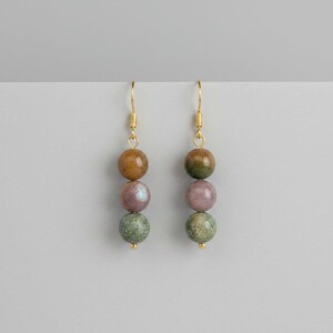 Tourmaline Beaded Hook Earrings, Gold - - LadybugfeetDesigns -