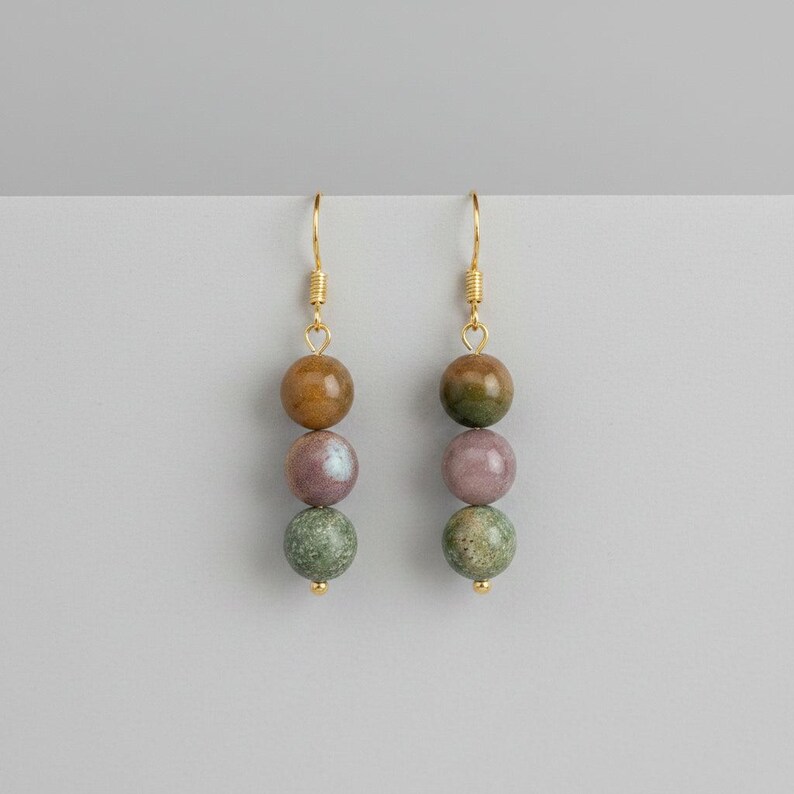 Tourmaline Beaded Hook Earrings, Gold - - LadybugfeetDesigns -