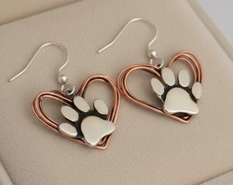 Rustic Dog/Cat Paw Print Earrings