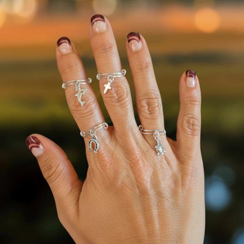 Horse Shoe Expandable Charm Ring - - LadybugfeetDesigns -
