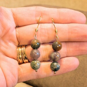 Tourmaline Beaded Hook Earrings, Gold - - LadybugfeetDesigns -