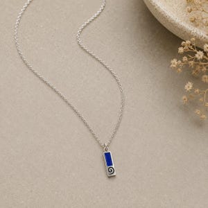 Blue Tag Necklace, 20 inches - Silver - - LadybugfeetDesigns -