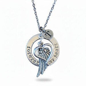Forever in My Heart Initial Memory necklace, Silver - 20 inch Unisex - - LadybugfeetDesigns -