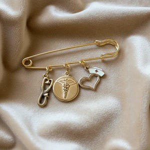 Nurse Safety Pin Brooch, Purse Charm - - LadybugfeetDesigns -