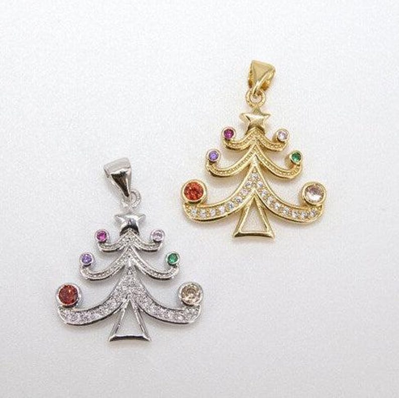 Christmas Tree Rhinestone necklace, 20 inch - - LadybugfeetDesigns -