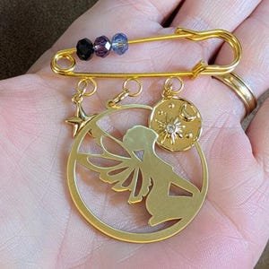 Fairy Safety Pin Brooch, Purse Charm - - LadybugfeetDesigns -