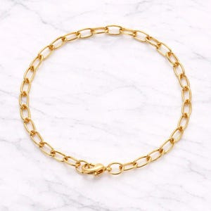 Shiny Gold-Tone Oval Link Charm Bracelet Base - D.i.y. - Build Your Charm Bracelet!