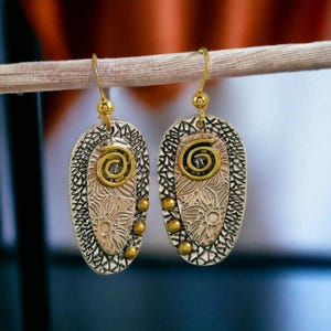 Swirl Rivot Art Deco Dangle Earrings - - LadybugfeetDesigns -