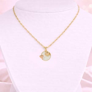 Pearl Shell Heart Sun necklace, Gold- 20 inch - - LadybugfeetDesigns -