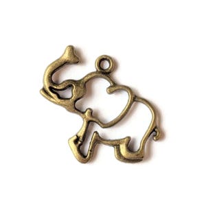 Large Antique Bronze Elephant Cut-Out Charm Pendant - - LadybugfeetDesigns -