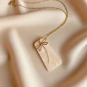 Dragonfly Tag necklace, Gold - 30 inch - - LadybugfeetDesigns -