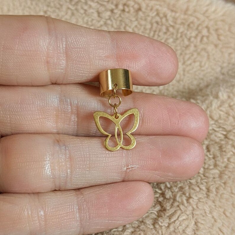 Butterfly Ear Cuff, Gold - - LadybugfeetDesigns -