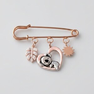 Koala Safety Pin Brooch, Purse Charm, Rose Gold - - LadybugfeetDesigns -