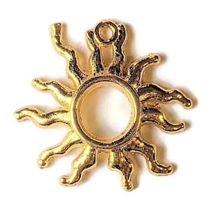 Gold Large Open Celestial Sun Charm Pendant - - LadybugfeetDesigns -