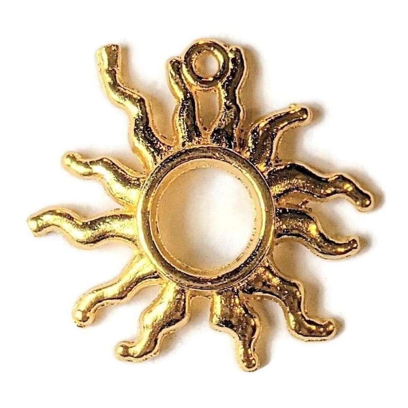 Gold Large Open Celestial Sun Charm Pendant - - LadybugfeetDesigns -