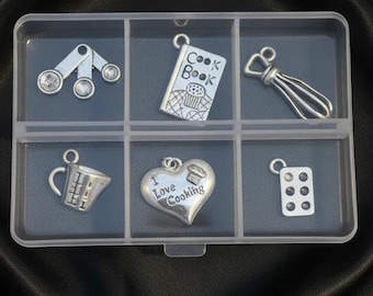 I Love Cooking Mini Charm Box - 6 pc., Silver