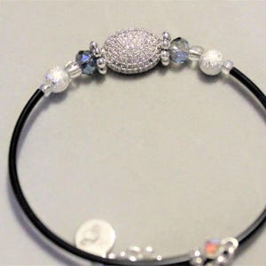 Cubic Zirconia Memory Wire Bangle bracelet - - LadybugfeetDesigns -
