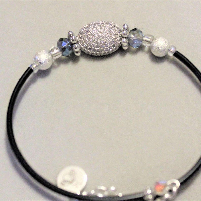 Cubic Zirconia Memory Wire Bangle bracelet - - LadybugfeetDesigns -
