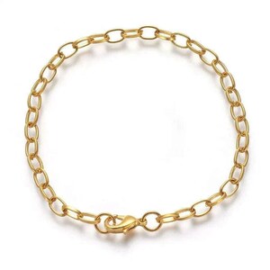 Shiny Gold-Tone Oval Link Charm Bracelet Base - D.i.y. - Build Your Charm Bracelet! - - LadybugfeetDesigns -
