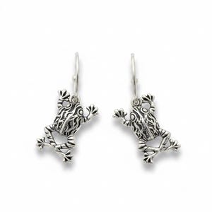 Fancy Frog Hoop Earrings, Silver - 16mm - - LadybugfeetDesigns -
