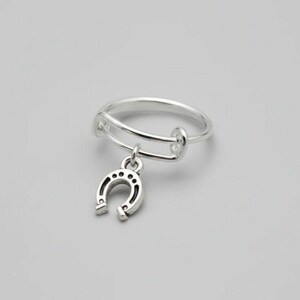 Horse Shoe Expandable Charm Ring - - LadybugfeetDesigns -