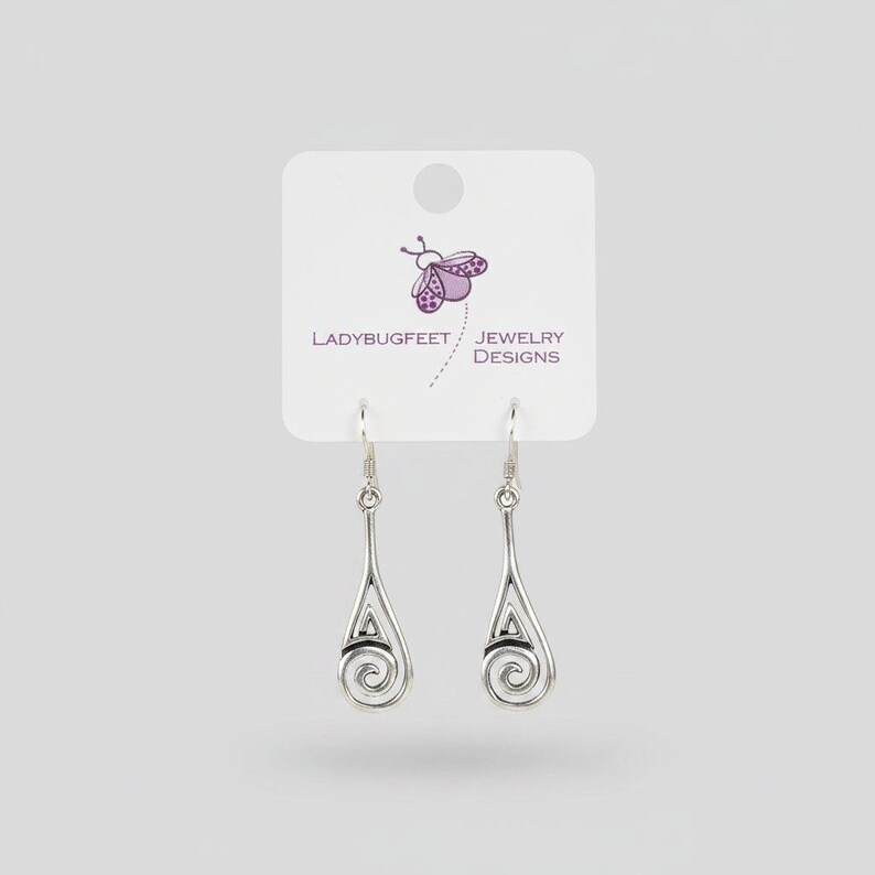 Swirl Drop Sterling Silver Dangle earrings - - LadybugfeetDesigns -
