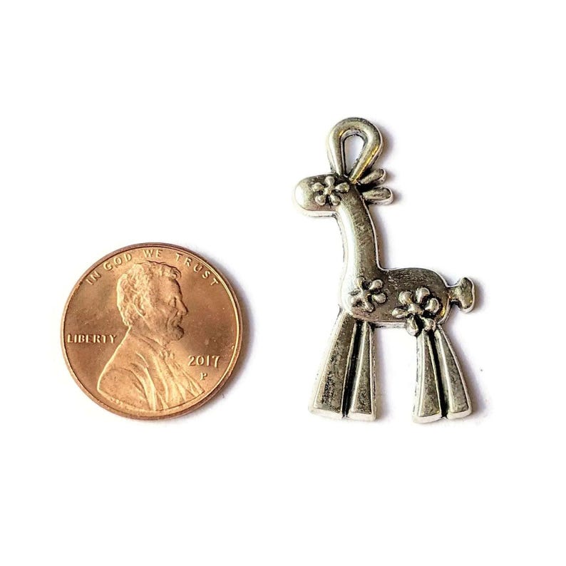 Silver Giraffe Charm - - LadybugfeetDesigns -