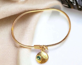 Gold Birthstone Cuff bangle