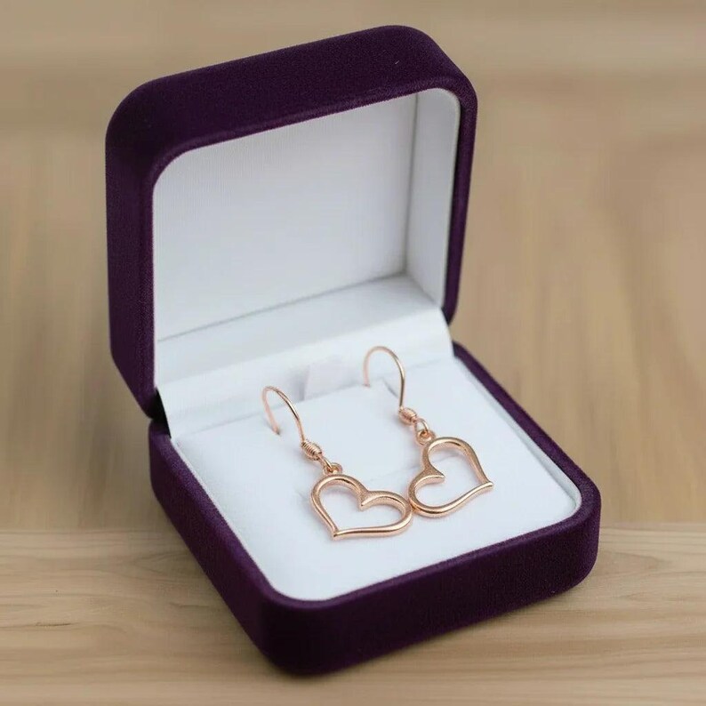 Open Heart necklace and earring set, Rose-Gold - 18 inch - - LadybugfeetDesigns -