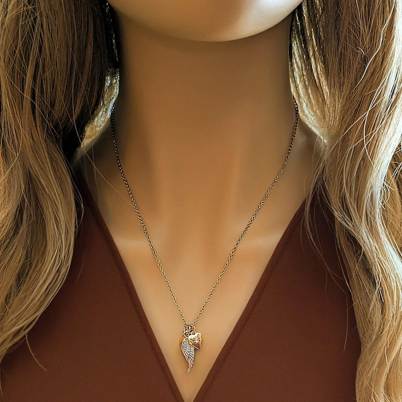 Forever in my Heart Memory necklace, Gold - 20 inch - - LadybugfeetDesigns -