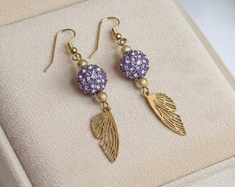 Gold Fairy/Butterfly Wing dangle earrings