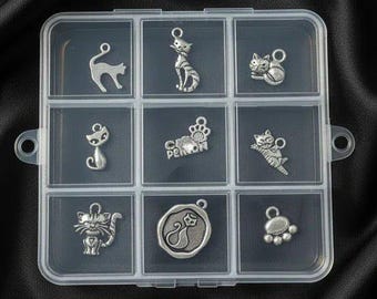 Cat Person Charm Box - 9 pc., Silver