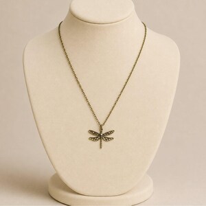 Dragonfly Boho Necklace, Antique Bronze - 18 inches - - LadybugfeetDesigns -
