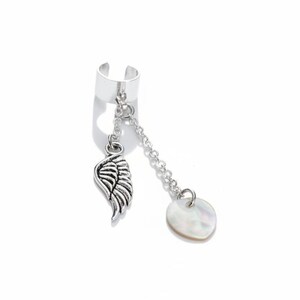 Angel Wing ear cuff, Silver - - LadybugfeetDesigns -