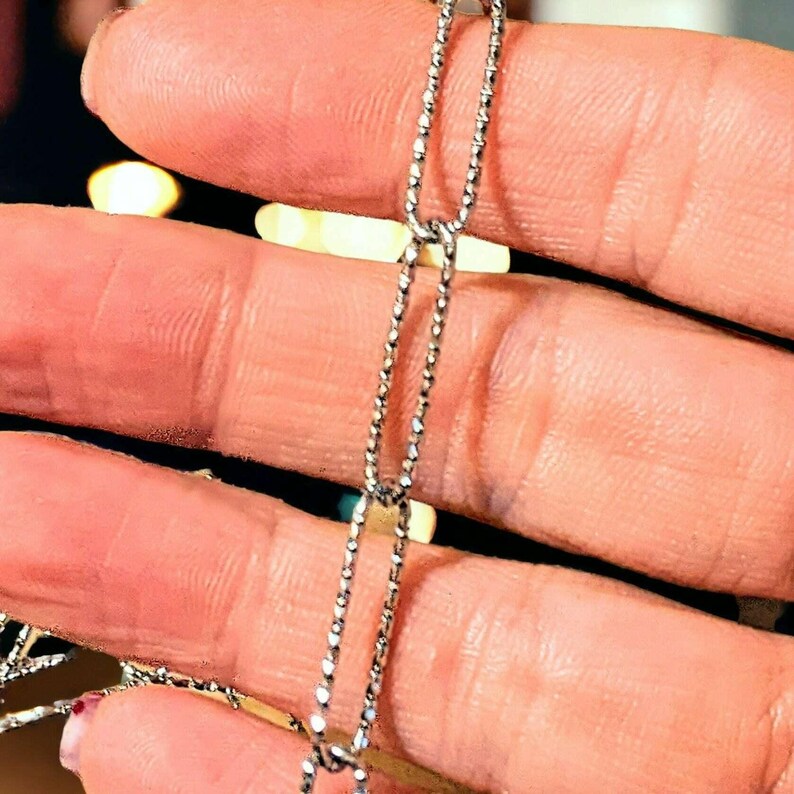 Diamond Cut Paperclip Chain necklace, Silver - 18- 24 inch - - LadybugfeetDesigns -