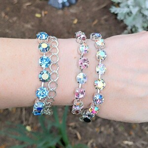 Rhinestone Heart Faceted Crystal Bracelet - - LadybugfeetDesigns -