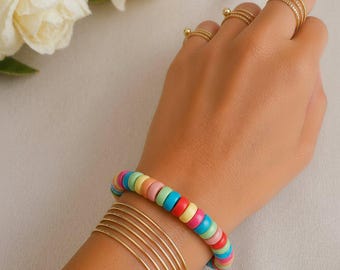 マルチカラーのユニセックスストレッチブレスレット