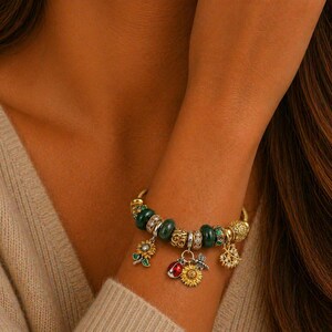 Garden Party Euro Cuff Wrap Bracelet, Gold - - LadybugfeetDesigns -