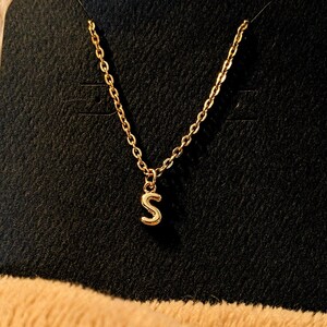 Mini Bubble Initial Necklace - Gold- 20 inch - - LadybugfeetDesigns -