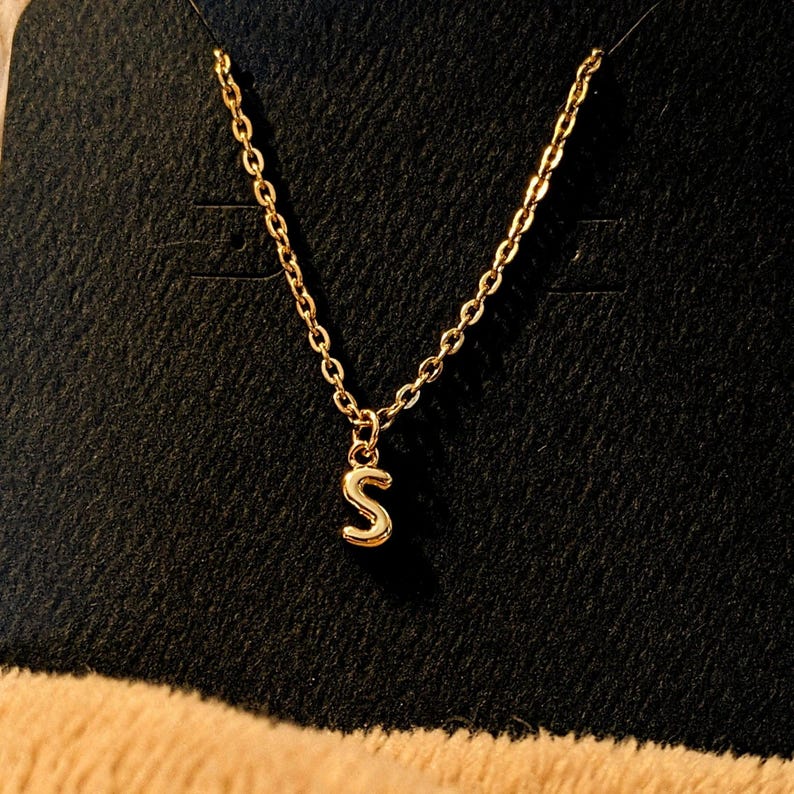 Mini Bubble Initial Necklace - Gold- 20 inch - - LadybugfeetDesigns -