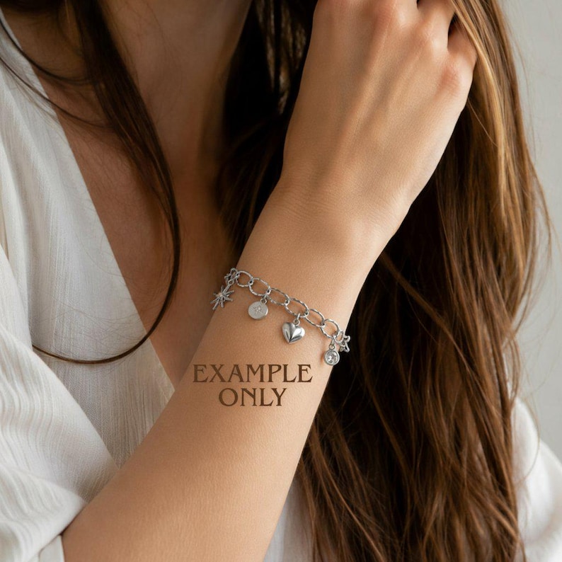 Silver Hammered Oval Link Charm Bracelet Base - D.i.y. - Build Your Charm Bracelet! - - LadybugfeetDesigns -