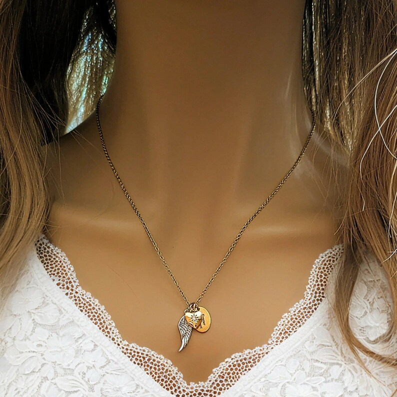 Forever in my Heart Memory necklace, Gold - 20 inch - - LadybugfeetDesigns -