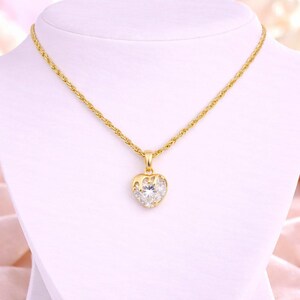 Sparkly Melting Heart necklace, Gold- 20 inch - - LadybugfeetDesigns -