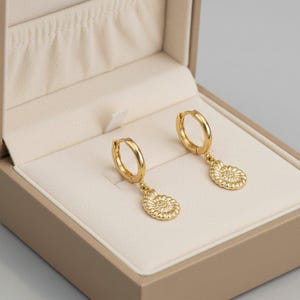 Sea Shell Hoop Earrings, Gold - 10 mm - - LadybugfeetDesigns -