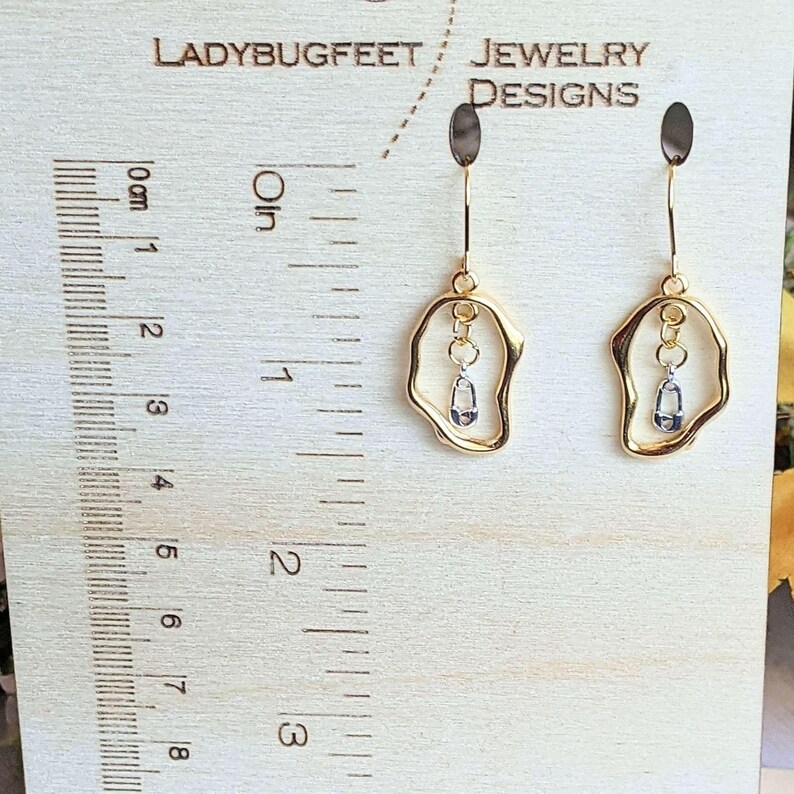 Safety Pin dangle earrings, Two-Tone - - LadybugfeetDesigns -