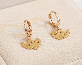 Dinosaur Huggie Hoop earrings, Gold - 15mm
