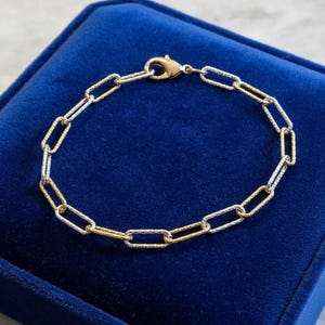 Two Tone Diamond Cut Paperclip Chain Bracelet - - LadybugfeetDesigns -