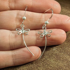 Flight of the Dragonfly dangle earrings - Gold / Sterling Silver - - LadybugfeetDesigns -